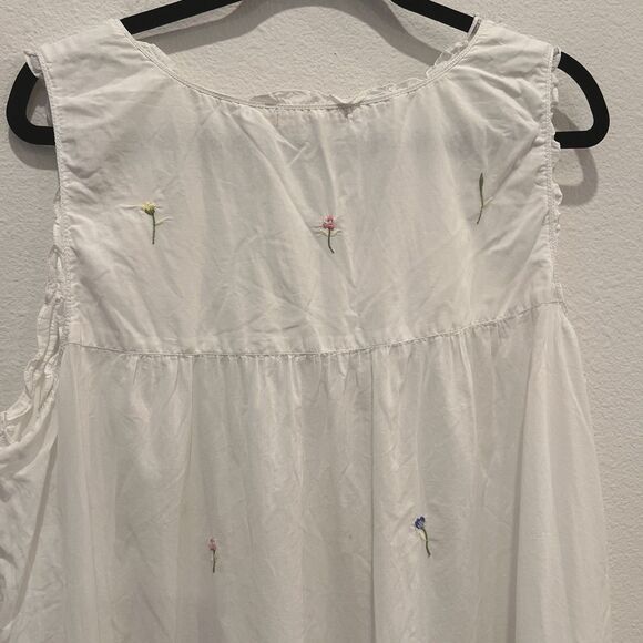 La Cera Nightgown w Pockets Sz XL Embroidered Cottagecore Floral 100% Cotton - Picture 8 of 11
